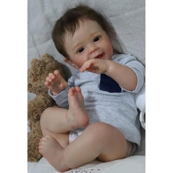 🆕 Reborn Baby Boy Grey Soft Silicone Vinyl Real Life Realistic Toddler Toys - Picture 8 of 8